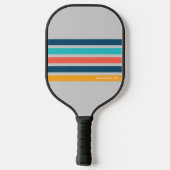 Klassische Retro Streifen Personalisiert Text Pick Pickleball Schläger (Rückseite)