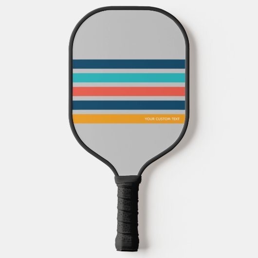 Klassische Retro Streifen Personalisiert Text Pick Pickleball Schläger (Rückseite)