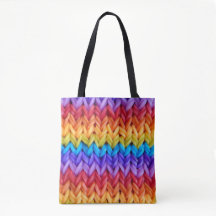 Klassische Retro Strick Rainbow Tote Bag