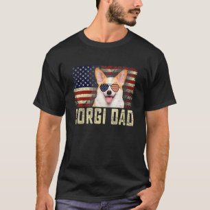 Klassische Retro-USA-Flagge Corgi-Vater Vatertag T-Shirt