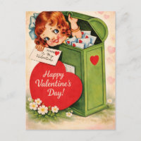 Klassische Retro-Valentinstag-Postkarte
