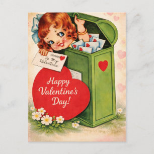 Klassische Retro-Valentinstag-Postkarte Postkarte