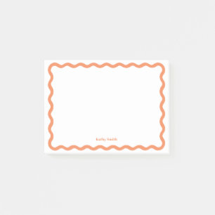 Klassische Retro Wavy Apricot Personalisiert Stati Post-it Klebezettel