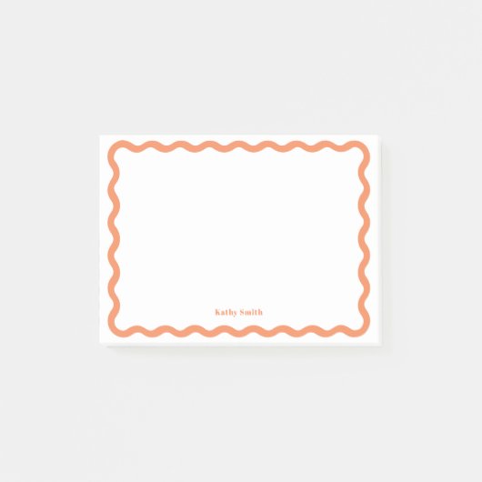 Klassische Retro Wavy Apricot Personalisiert Stati Post-it Klebezettel (Vorderseite)