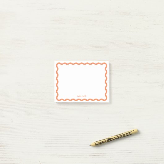 Klassische Retro Wavy Apricot Personalisiert Stati Post-it Klebezettel (Auf Schreibtisch)
