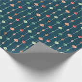 Klassische Retro Weihnachtsschmuck auf Dunkelblau Geschenkpapier (Ecke)