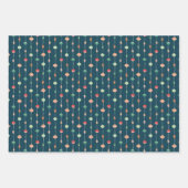 Klassische Retro Weihnachtsschmuck auf Dunkelblau Geschenkpapier Set (Vorderseite 3)