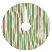 Klassische Retro WeihnachtsStreifen Olive Cream Re Polyester Weihnachtsbaumdecke (Vorderseite)