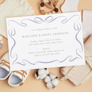 Klassische Ribbon Lila Baby Dusche Einladung