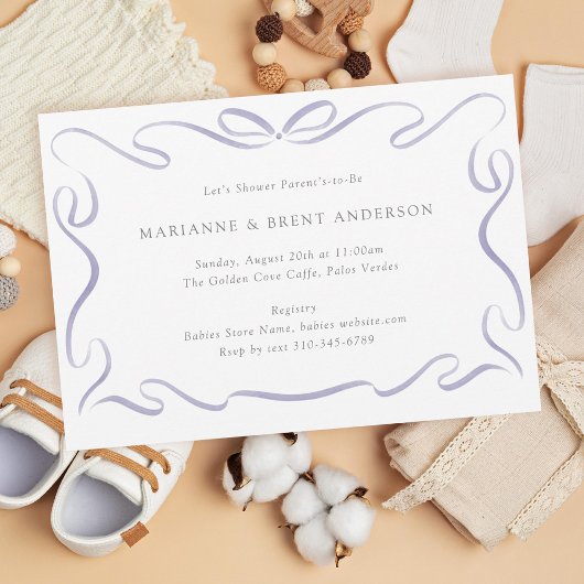 Klassische Ribbon Lila Baby Dusche Einladung