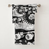 Klassische Roller Skate Kunst, Schwarz und Weiß Badhandtuch Set (Insitu)