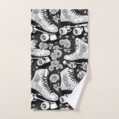 Klassische Roller Skate Kunst, Schwarz und Weiß Badhandtuch Set (Handtuch)