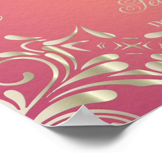 Klassische romantische Hochzeit mit Verziertem Ros Poster (Ecke)