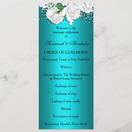 Klassische romantische Hochzeit Programm (Vorderseite)