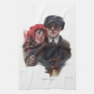 Klassische romantische Vintage-Winterillustration Geschirrtuch