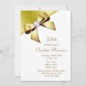 Klassische Romantische White & Gold Geburtstagspar Einladung (Vorderseite)