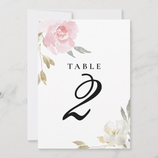 Klassische Rosa-Bläsereihen-Tischnummer Einladung (Vorderseite)
