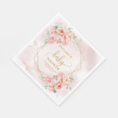 Klassische Rosa Blumen Babydusche Mittagessen Serviette (Ecke)