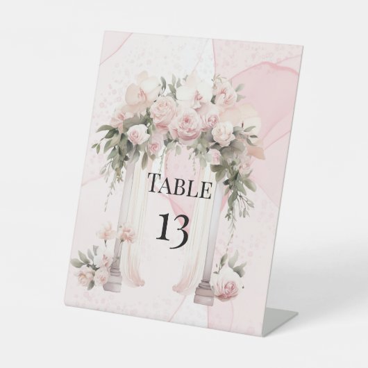 Klassische Rosa Blumenkohl Tischnummer Sockelschild (Vorderseite)