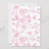 Klassische Rosa Chinoiserie Blumenzehen Einladung (Rückseite)