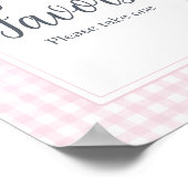 Klassische rosa Gingham-Babyshower-Geschenke Poster (Ecke)