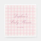 Klassische rosa Gingham-Babyshower-Servietten Serviette (Vorderseite)