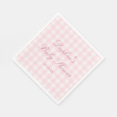 Klassische rosa Gingham-Babyshower-Servietten Serviette (Ecke)