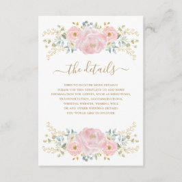 Klassische Rosa-Gold-Blumenzettel Begleitkarte