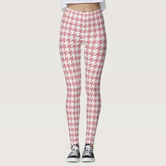 Klassische rosa Hahnentrittmuster-Muster-Leggings Leggings (Vorderseite)