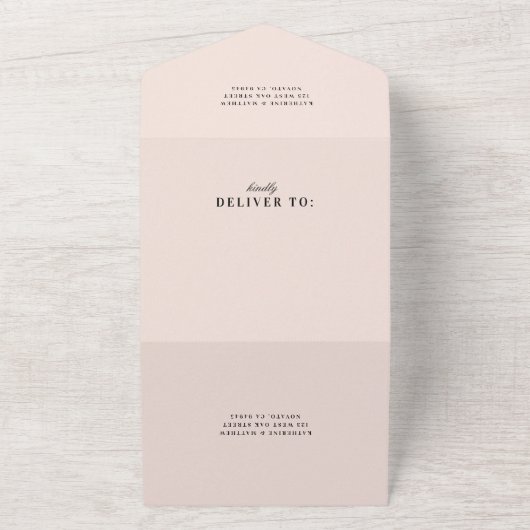 Klassische Rosa Hochzeit All In One Einladung (Außenbereich)