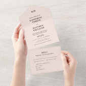 Klassische Rosa Hochzeit All In One Einladung (Abreißen)