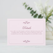 Klassische Rosa-Hochzeitdetails Begleitkarte (Stehend Vorderseite)