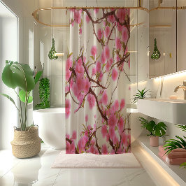 Klassische Rosa Kirschblüten Duschvorhang