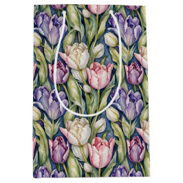 Klassische rosa, lila, weiße Tulpen Mittlere Geschenktüte