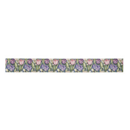Klassische rosa, lila, weiße Tulpen Satinband