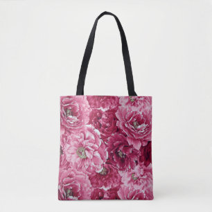 Klassische rosa Pfingstrosen-Cluster-Tasche Tasche