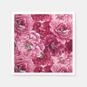 Klassische rosa Pfingstrosen gruppiert sich Serviette