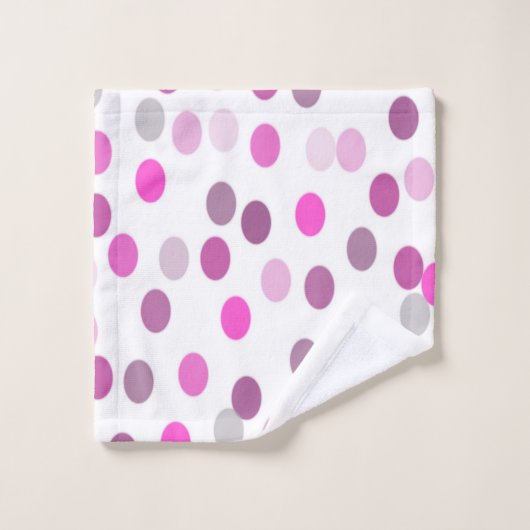 Klassische rosa Polka Punkte auf Weiß Badhandtuch Set (Waschlappen)