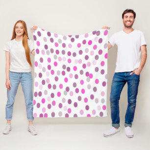 Klassische rosa Polka Punkte auf Weiß Fleecedecke
