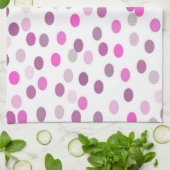 Klassische rosa Polka Punkte auf Weiß Geschirrtuch (Gefaltet)