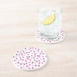 Klassische rosa Polka Punkte auf Weiß Getränkeuntersetzer