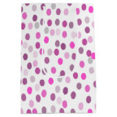 Klassische rosa Polka Punkte auf Weiß Mittlere Geschenktüte (Rückseite)