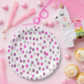 Klassische rosa Polka Punkte auf Weiß Pappteller (Party)