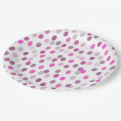Klassische rosa Polka Punkte auf Weiß Pappteller (Schrägansicht)