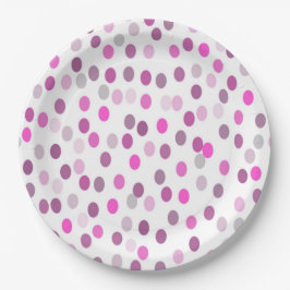 Klassische rosa Polka Punkte auf Weiß Pappteller