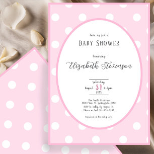 Klassische rosa Punkte Baby Shower Einladung