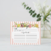 Klassische rosa Streifen mit Rose Rezeptkarte Postkarte (Stehend Vorderseite)