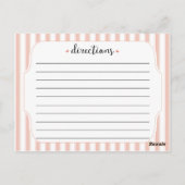 Klassische rosa Streifen mit Rose Rezeptkarte Postkarte (Rückseite)