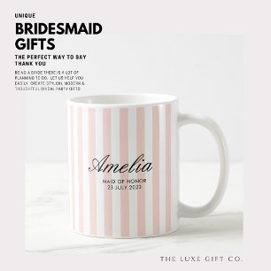 Klassische Rosa Streifen Trauzeugin Tasse