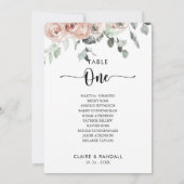 Klassische Rosa Tischnummer 1 Sitzkarte (Rückseite)